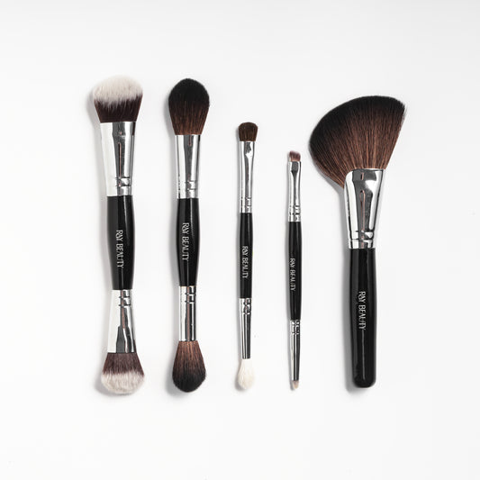 9 in 5 Dual Makeup Brush set + Travel Friendly Pouch
