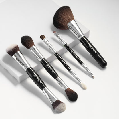 9 in 5 Dual Makeup Brush set + Travel Friendly Pouch