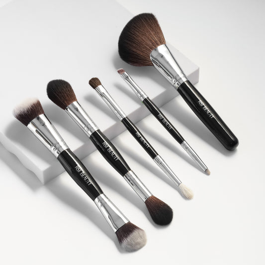 9 in 5 Dual Makeup Brush set + Travel Friendly Pouch