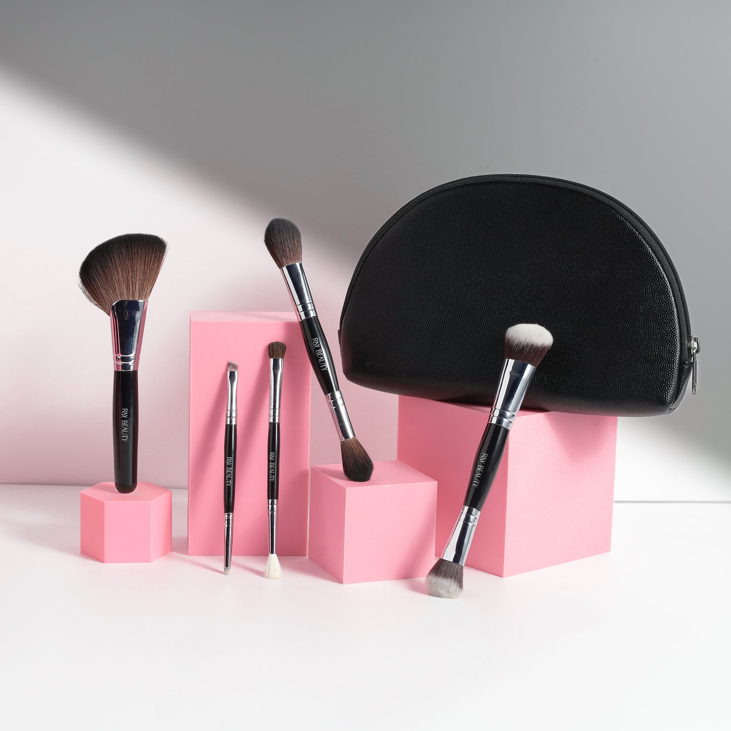 9 in 5 Dual Makeup Brush set + Travel Friendly Pouch